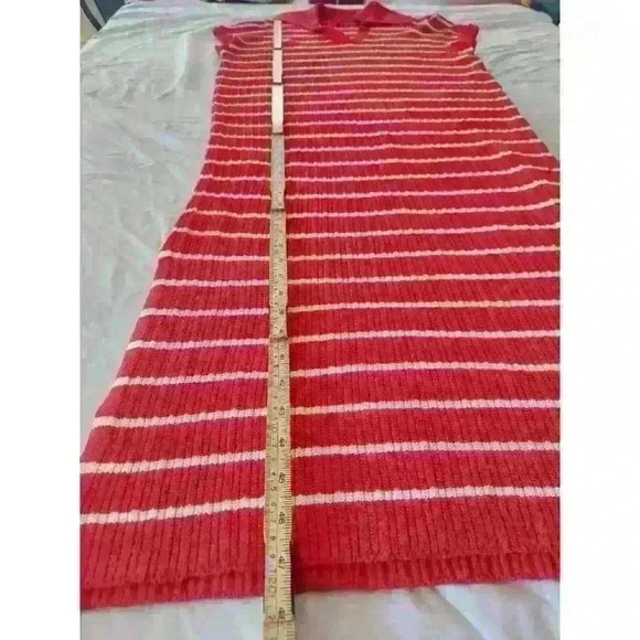 ZESICA Womens LS Striped Knit Collared Side Slit Bodycon Sweater Dress - L - Picture 2 of 7